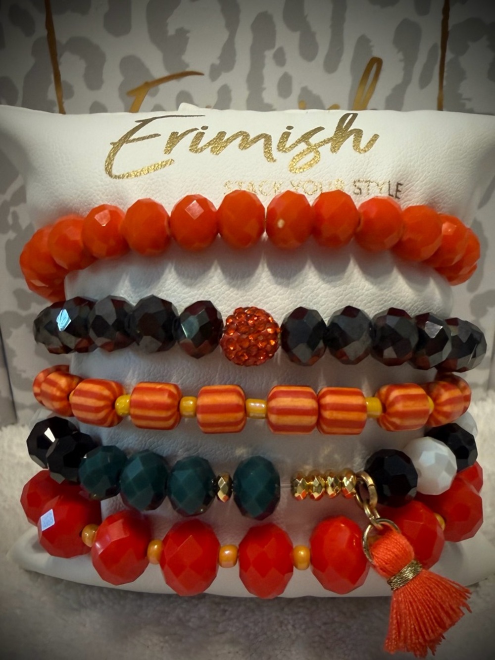 New ERIMISH Bracelets - 5 Pc - Orange - Custom Regular, Kids or Extended Size